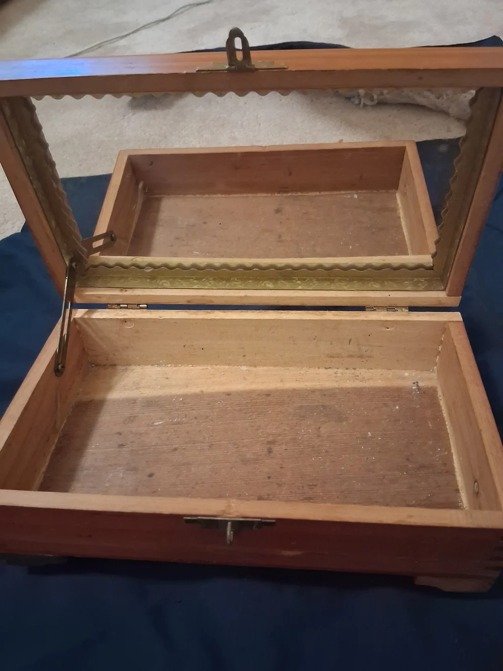 Wooden Jewelry Box with Mirror - Picture 1 of 1